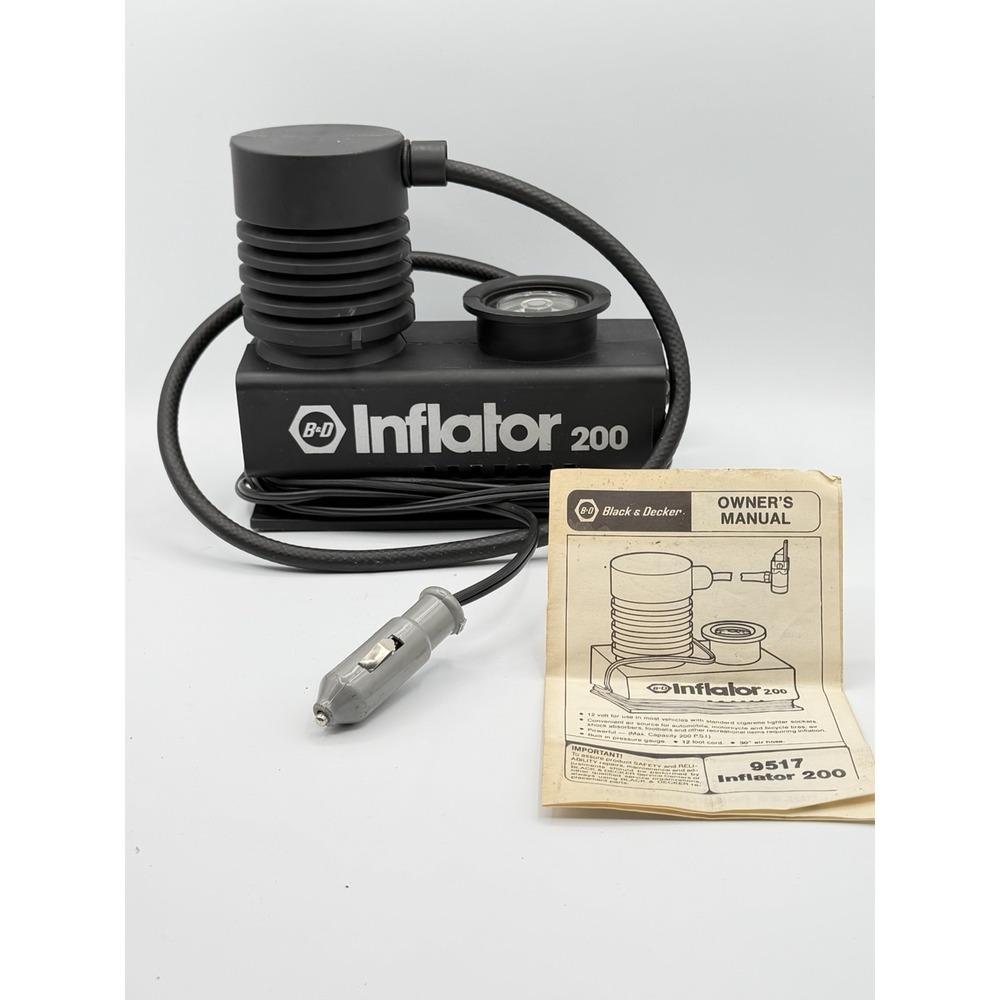 BLACK+DECKER Inflator 200 Portable 12V Air Compressor 160 PSI w/ Gauge 9517